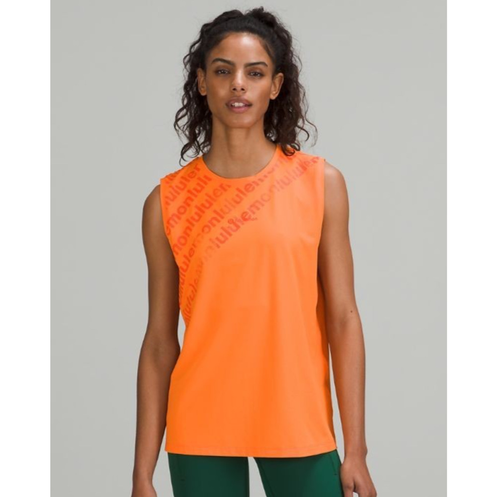 LULULEMON Athletica Womens Stretch Logo Athletic Muscle Tee Tank Top Size 2